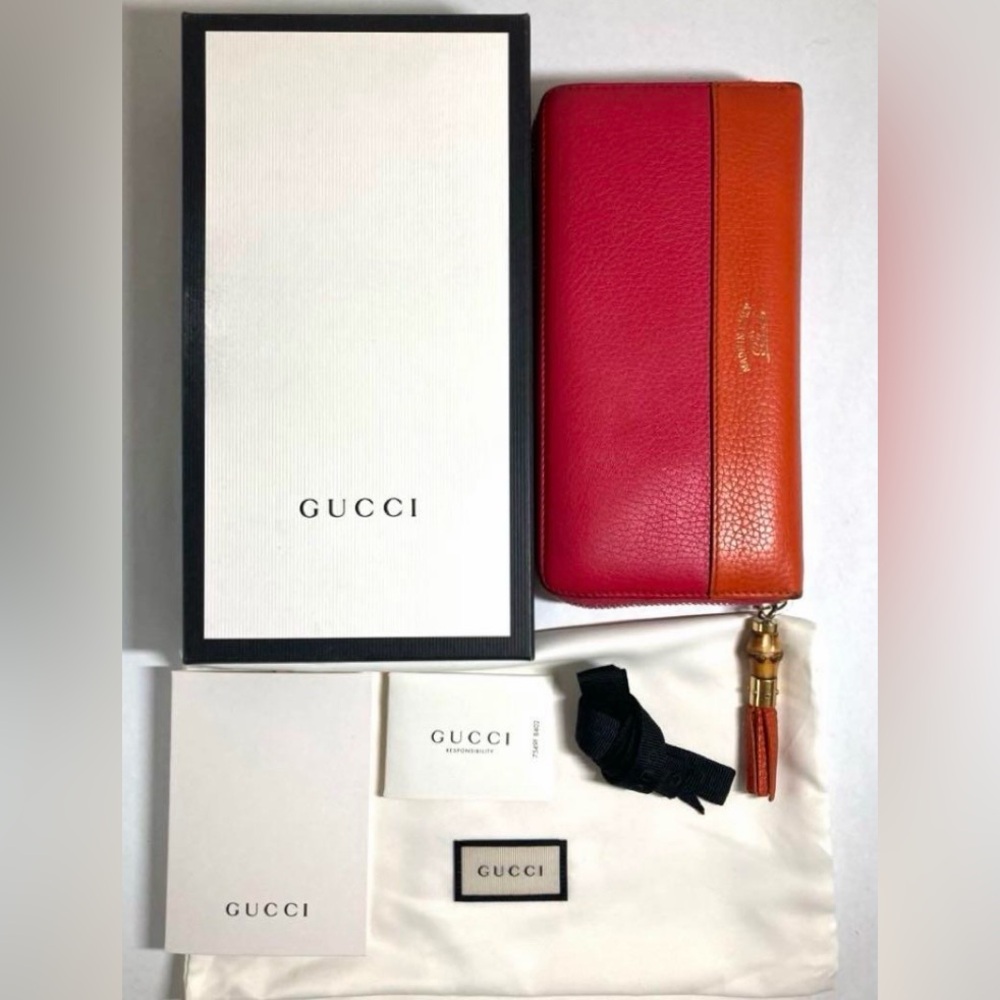 Gucci Vibrant Red and Orange Leather Wallet